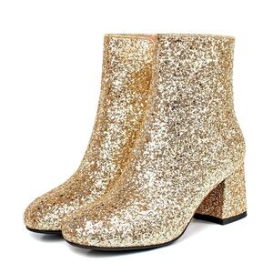 Costume Sparkly Gold Glitter Ankle Boots